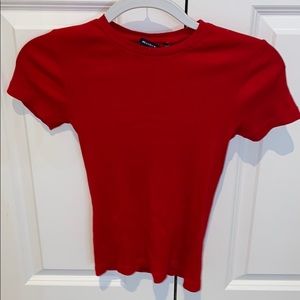 Brandy Melville Red Tight Short Sleeve Shirt